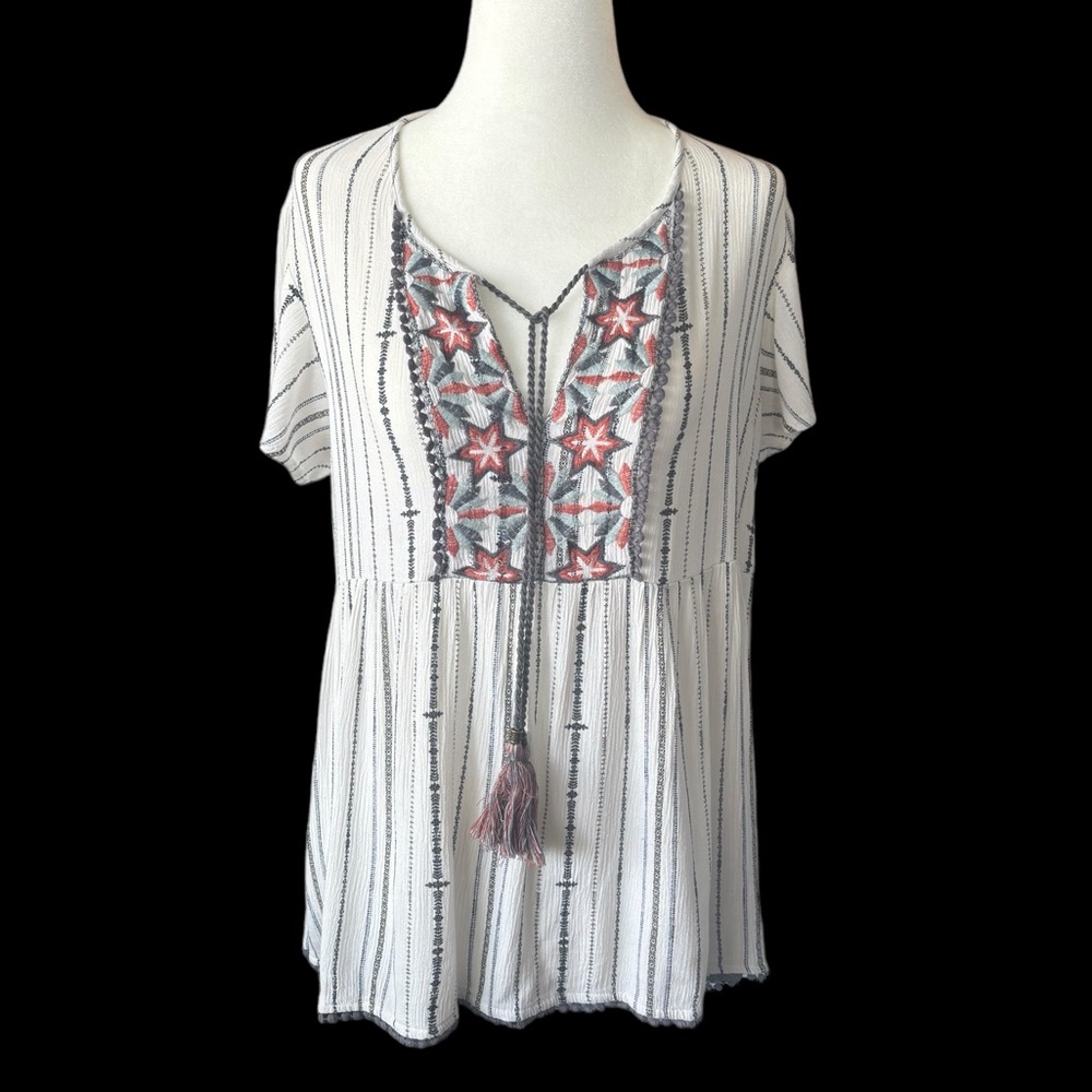 Tassel Tie Boho Blouse